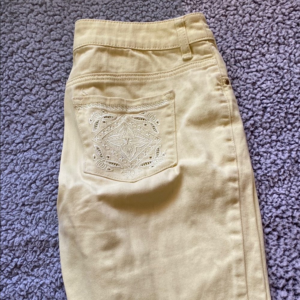 Chico's Beige Embroidered Pocket Pants